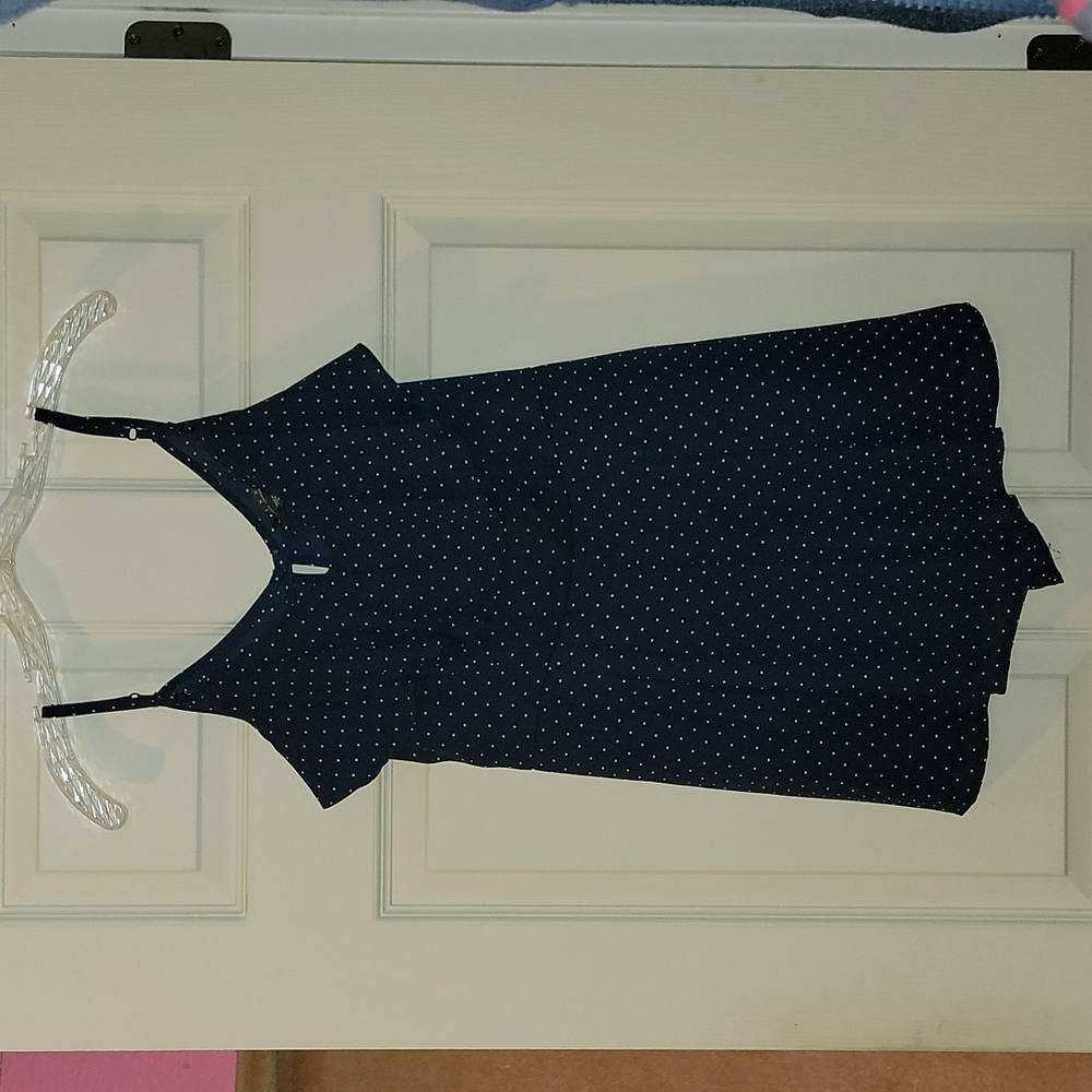 Pleated navy polka dot romper